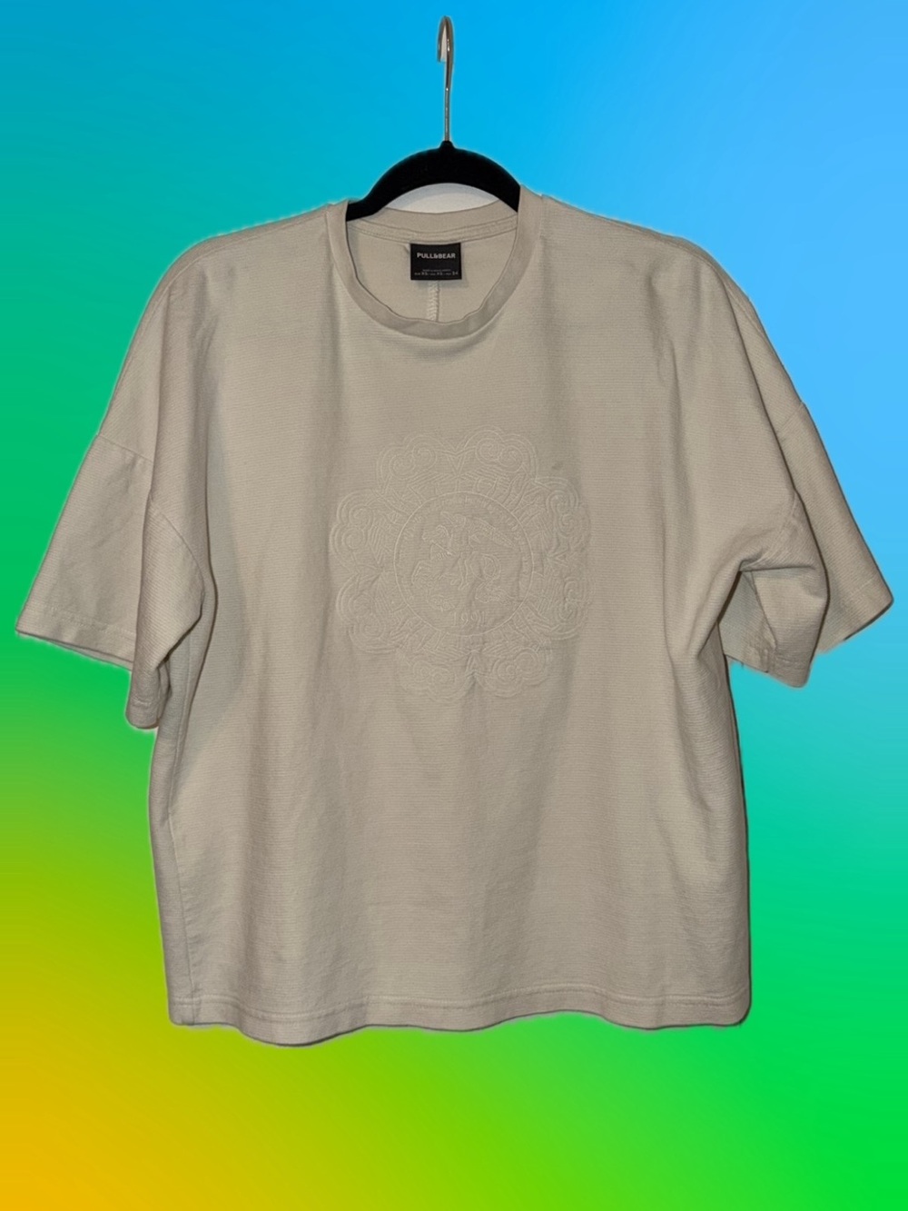 Pull&Bear Cream Crew Neck Tee